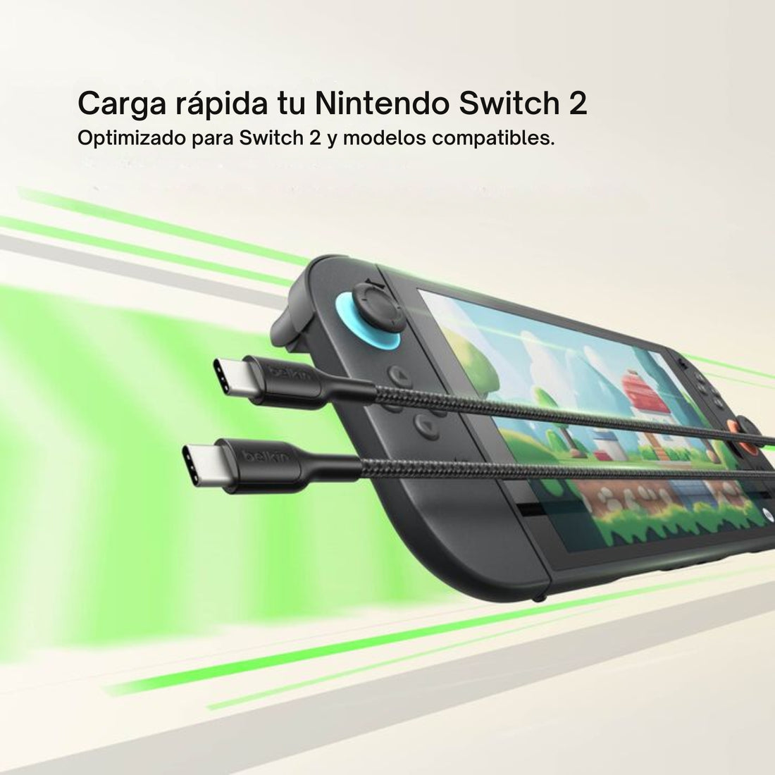 Cable USB-C a USB-C de 60 W para Nintendo Switch 2 Negro 2 m