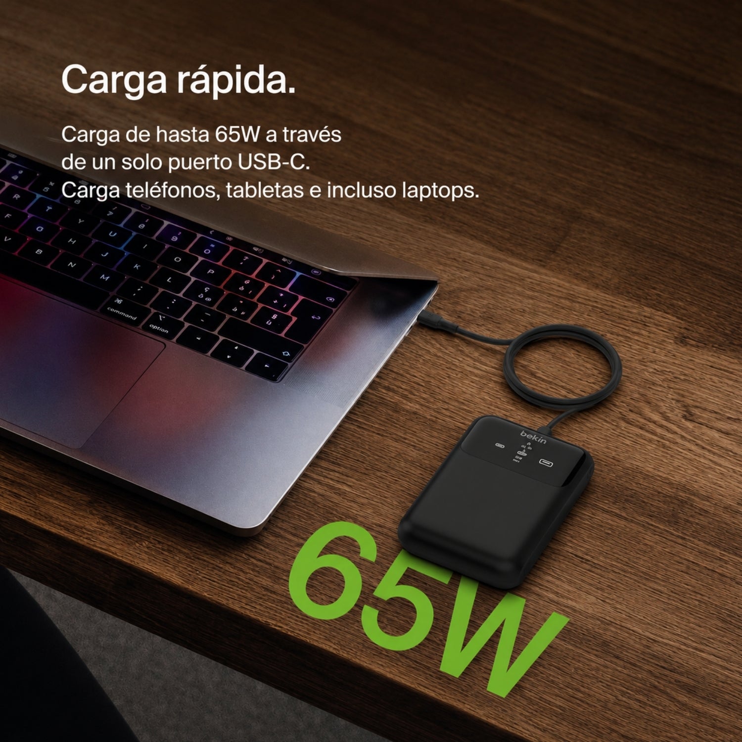 Batería 20.000 mAh 2xUSB-C 1xUSB-A 65W Pro Belkin negro