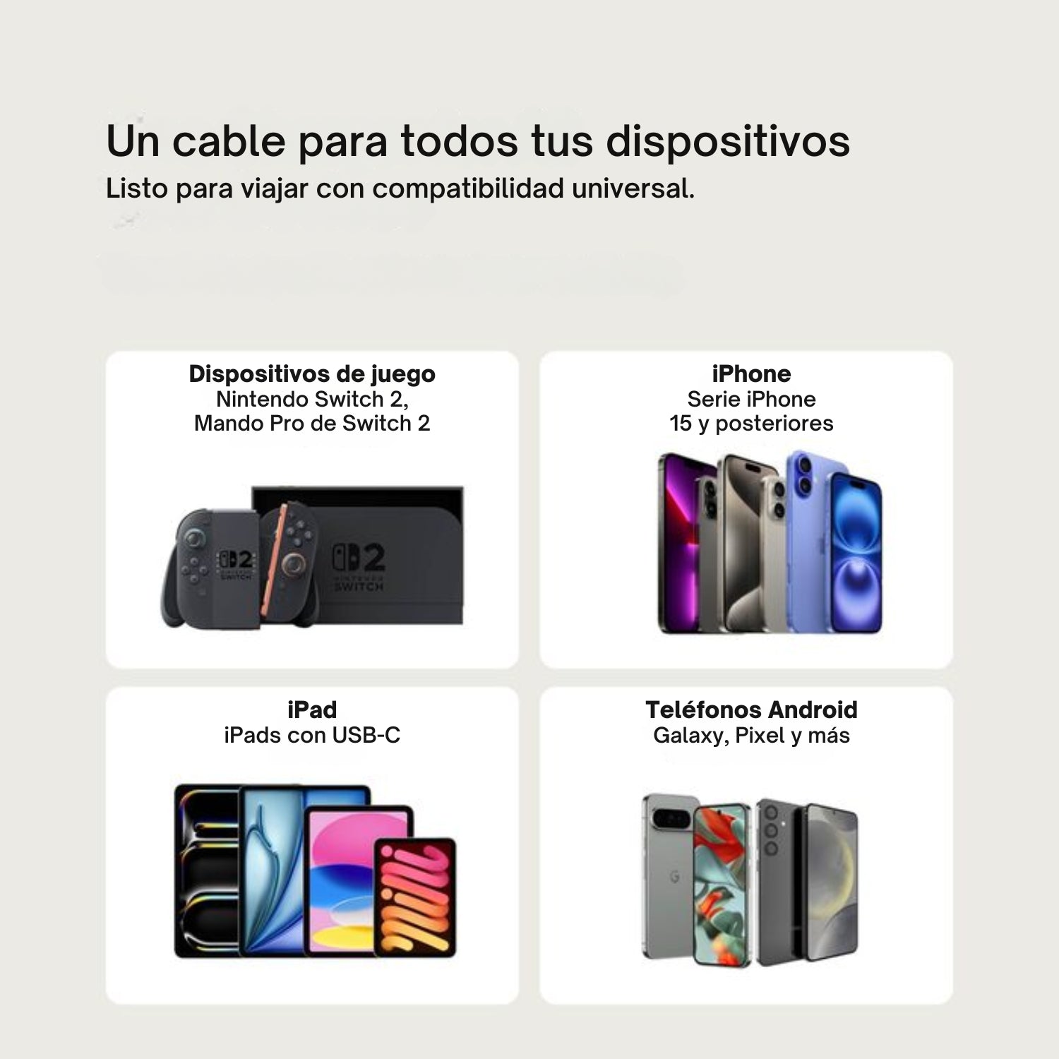 Cable USB-C a USB-C de 60 W para Nintendo Switch 2 Negro 2 m