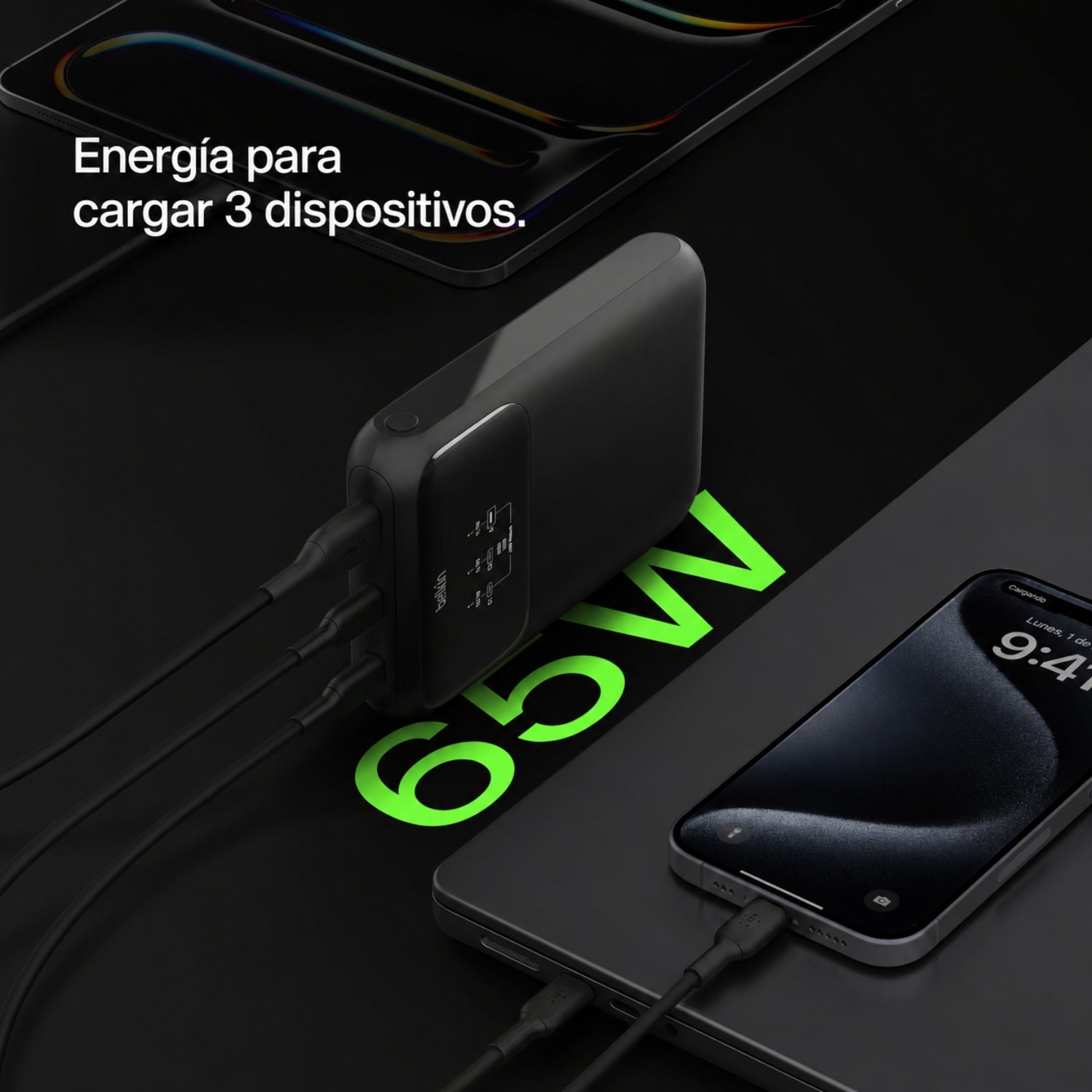 Batería 20.000 mAh 2xUSB-C 1xUSB-A 65W Pro Belkin negro