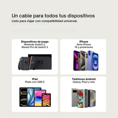 Cable USB-C a USB-C de 60 W para Nintendo Switch 2 Negro 2 m