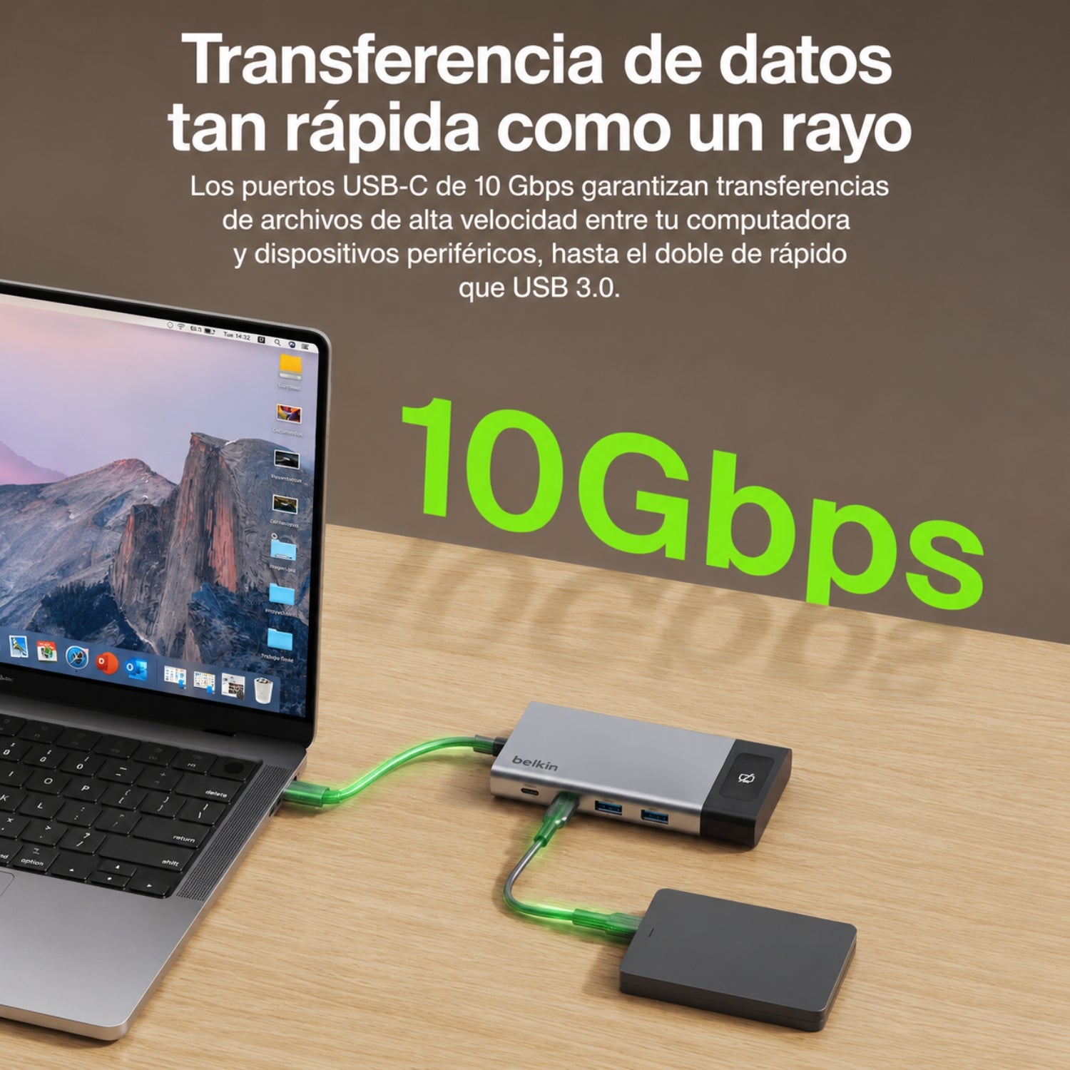 Hub USB-C de 8 puertos con Ethernet